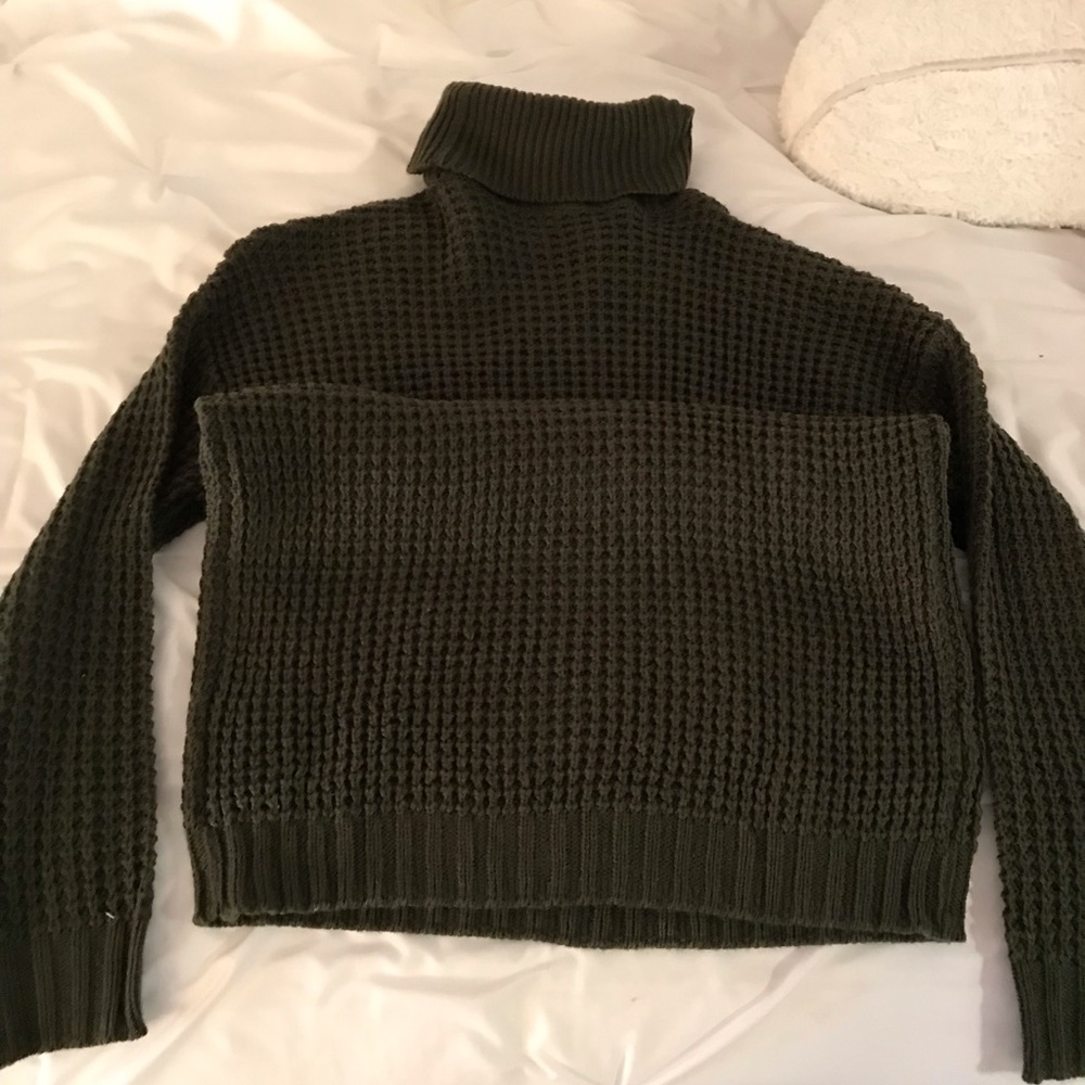 Army green turtle neck sweater